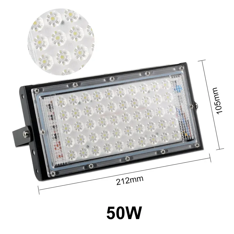 50W Black Светодиодный светильник 50 Вт Светодиодный светильник 220 в 240 В IP65 водонепроницаемый наружный настенный светильник-отражатель светодиодный светильник для сада - Испускаемый цвет: 50W Black
