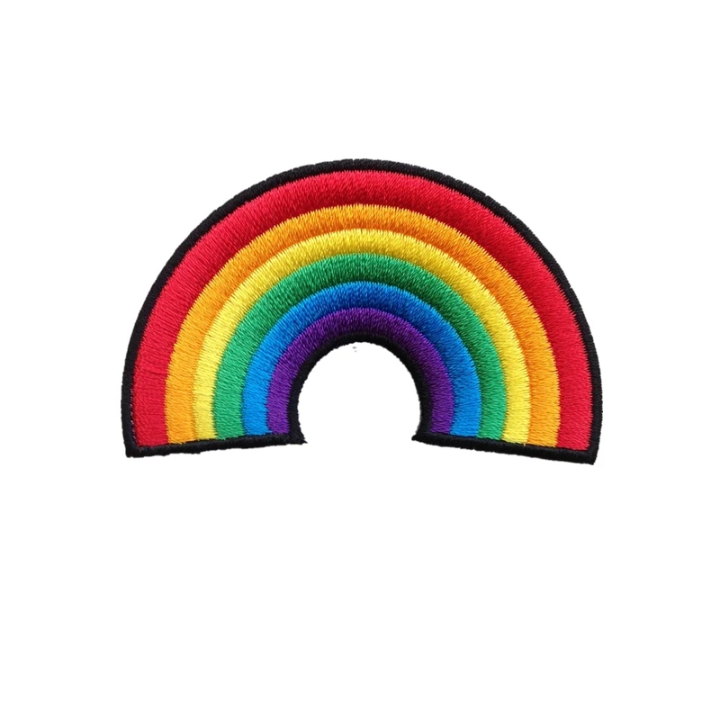 

Custom Embroidery Rainbow Sew On / Iron On Patch Badge Embroidered Fabric Applique Welcome to customize with your logo design