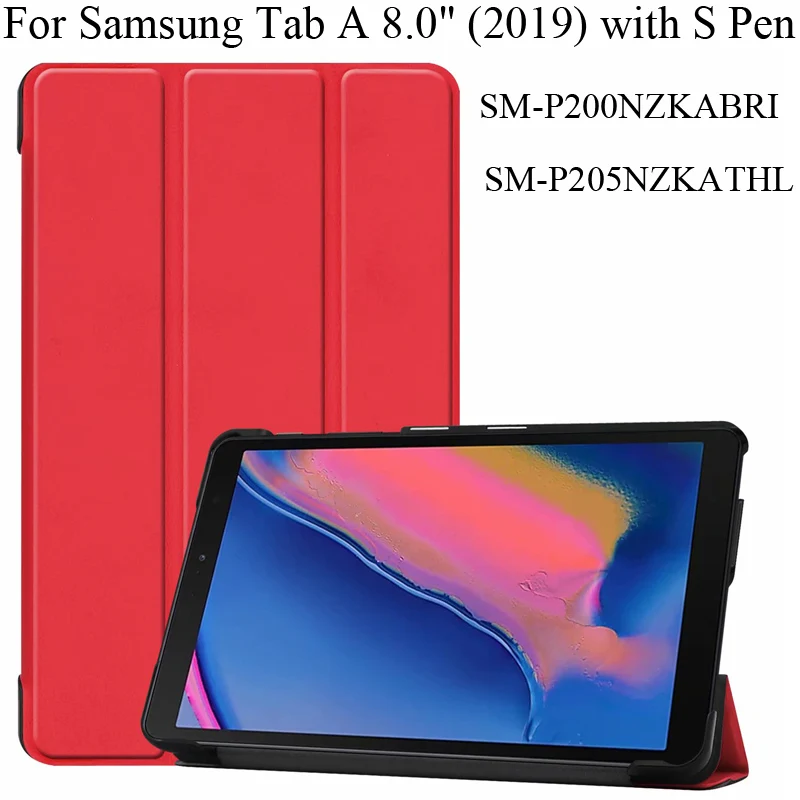

For Samsung Galaxy Tab A 8.0 With S Pen 2019 Case Capa Holder Flip Cover TabA 8 inch SM-P200 P205 Tablet Protection Slim Shell