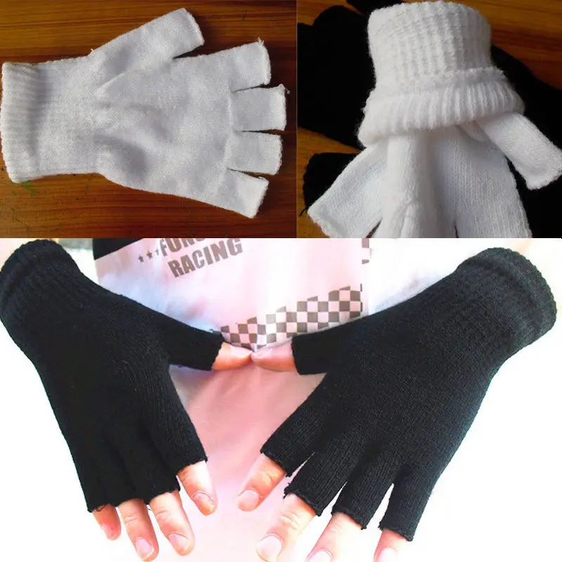 

10 Colors Unisex Winter Spring Warm Half Fingers Knit Gloves Solid Color Magic Fingerless Mittens Free Shipping