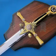 S4518 масонство Тамплиер Рыцарь Меч масонов W/табличка Золото Серебро Тон 46,6"