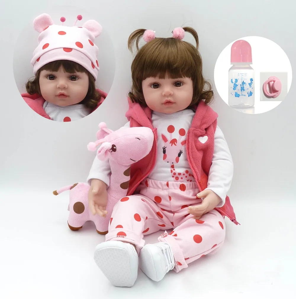 

23"doll Reborn Toys Soft Cloth Body Silicone Toddler Reborn Babies Pink Clothing Full Set Girl Dolls Toys Christmas Gift Bonecas