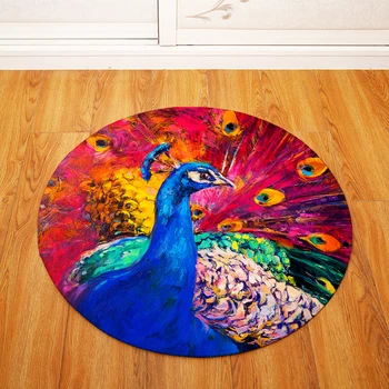 

Round Carpets for Living Room Cartoon Printed Parlor Bedroom Chair Rugs Toilet Bath Decorate Non-slip Door Mat