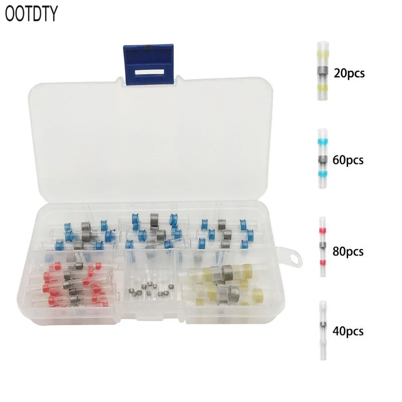 

OOTDTY 200pcs Solder Seal Wire Connectors Kit, Heat Shrink Butt Connectors, Waterproof and Insulated Electrical Wire Terminals