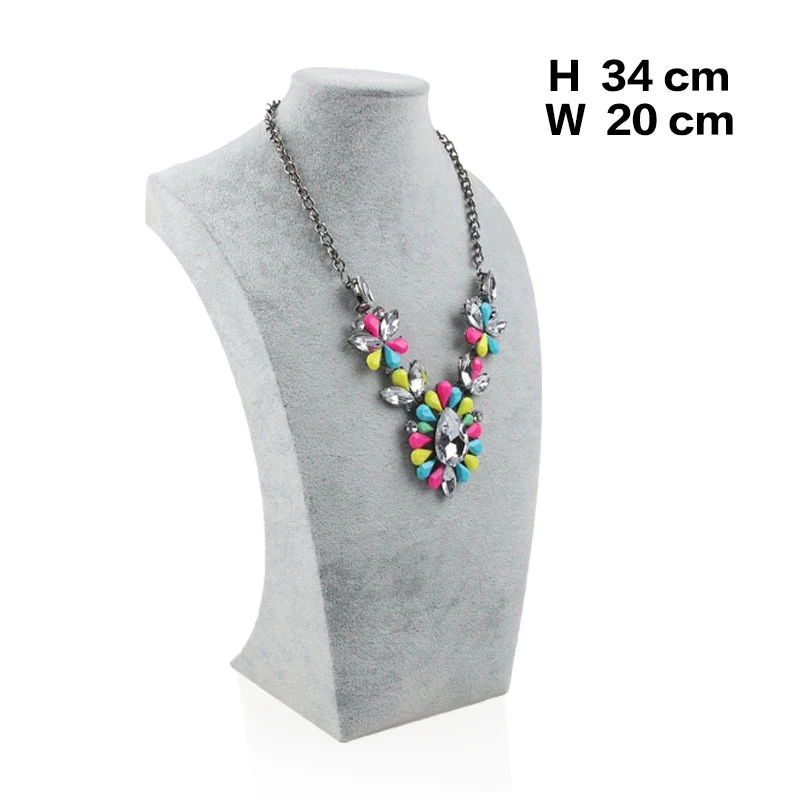  Ice Gray Velvet Necklace/Pendant Jewelry Display Model Bust Necklace Jewelry Pendant Stand Holder S