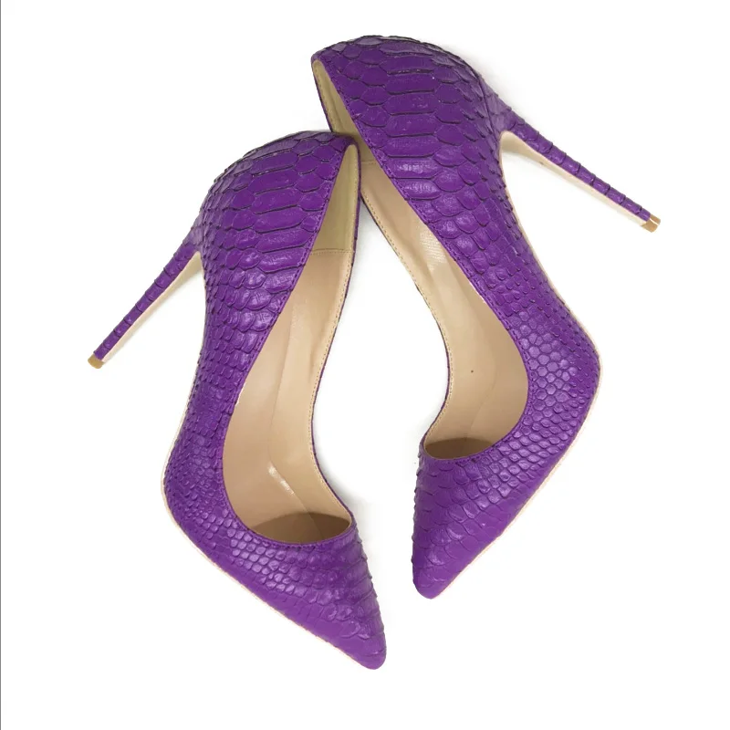 

European and American style, fashionable, new eggplant, purple Snake Print, pointed and high-heeled shoes, sexy women's single s