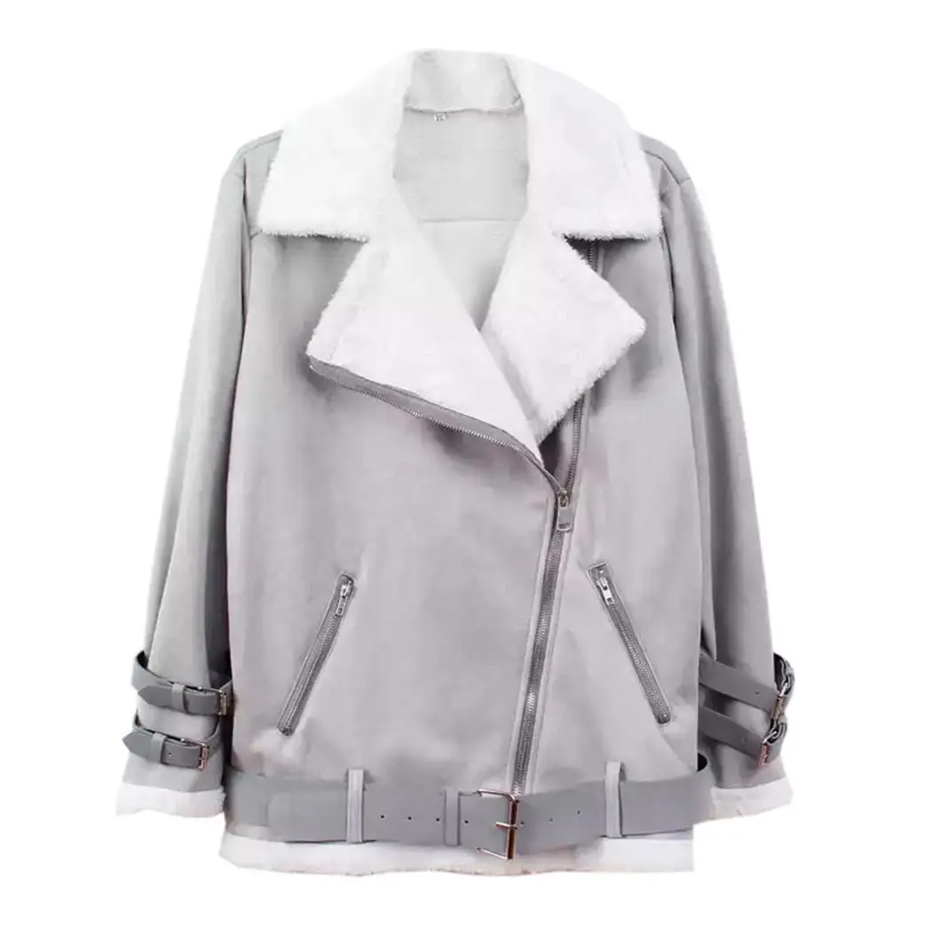

Women Casual Lapel Collar Patchwork Faux Fur Zip Coat Casual, Street, Outdoor, etc Outerwear Jacket