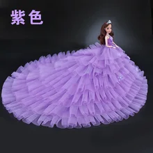 NK/1 шт.; платье для куклы; фиолетовое свадебное платье принцессы со шлейфом; Благородные вечерние платья для куклы Барби; аксессуары для куклы для девочек; лучший подарок z