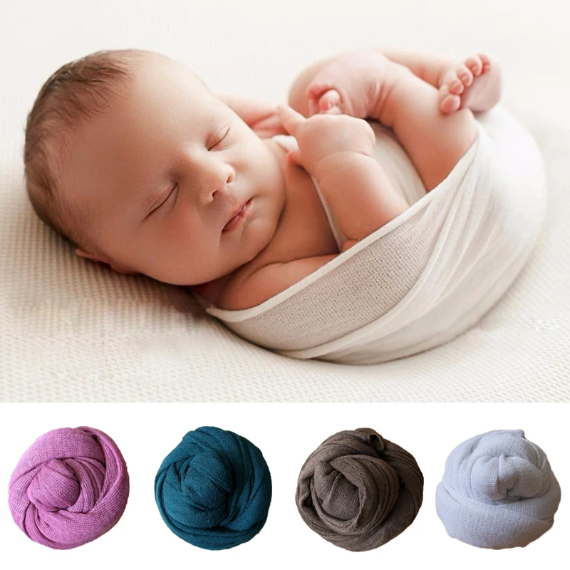 

40*150CM Knit Stretch Newborn Photography Wraps Swaddle Baby Infant Photo Props Blanket 10 Colors Bebe Elastic Gauze Wraps