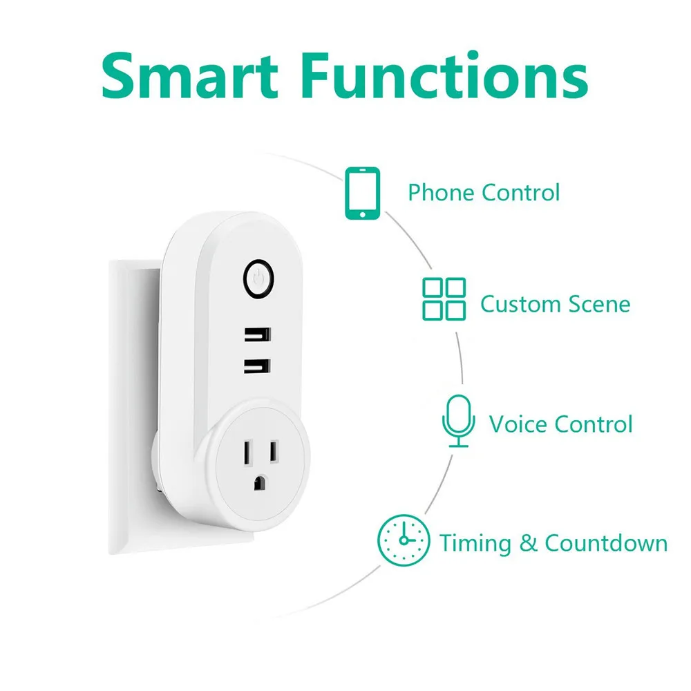 2 USB разъем таймер Мощность Wi-Fi пульт дистанционного Управление сроки переключатель выход Smart США Подключите Outlet Беспроводной с домашними