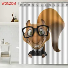 WONZOM Squirrel Polyester Fabric Giraffe Shower Curtain Bathroom Decor Waterproof Animal Cortina De Bano With 12 Hooks Gift 2017 WONZOM Squirrel Polyester Fabric Giraffe Shower Curtain Bathroom Decor Waterproof Animal Cortina De Bano With 12 Hooks Gift 2017