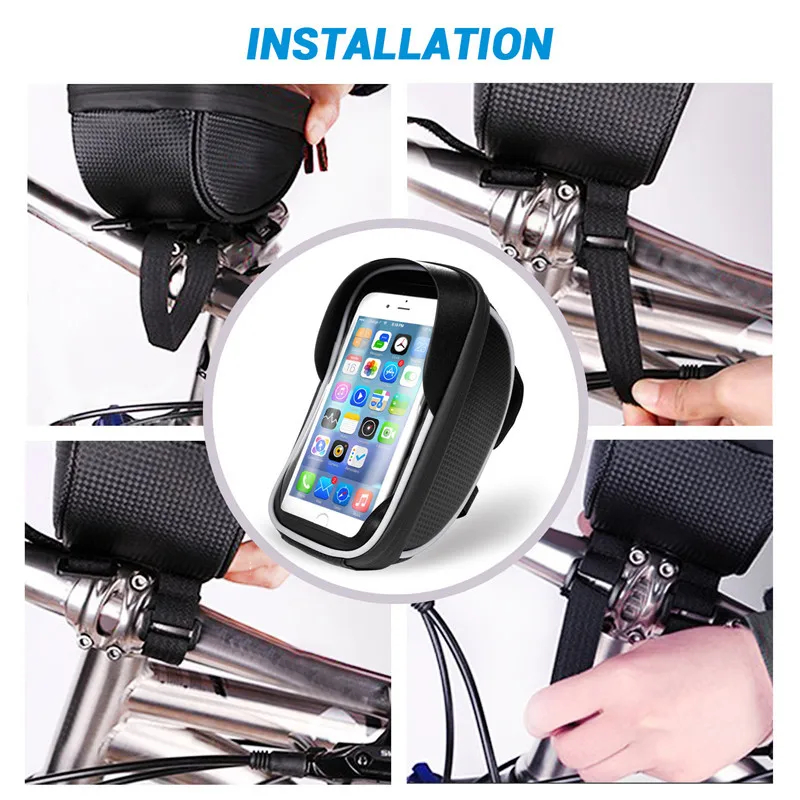 Turata Universal Waterproof Bike Motorcycle Phone Holder Handlebar Bicycle Mobile Phone Holder For iphone Smartphone Within 6.0\