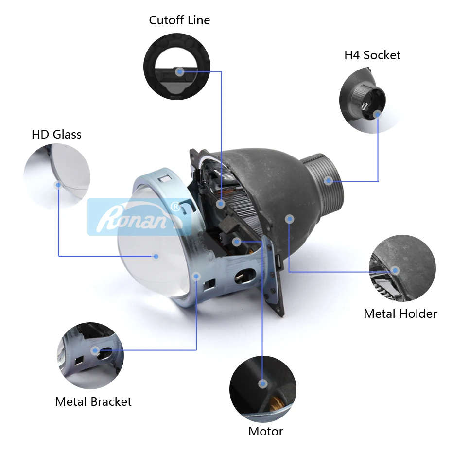 RONAN 2 шт. 3,0 ''Bi-xenon HID H4 объектив проектора для Koito Q5 используется ксеноновая лампа D2H быстрая установка для автомобильных фар