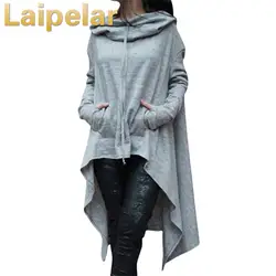 Laipelar 4XL 5XL толстовка с капюшоном Женская 2018 свободная толстовка с капюшоном пуловер с капюшоном верхняя одежда пальто толстовка с