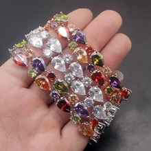 Скидка 38%, розовое золото, 925 пробы, серебро, подвеска Sunshine, перидот, аметистт, браслет Гарнетт, 7, 7,5, 8 дюймов