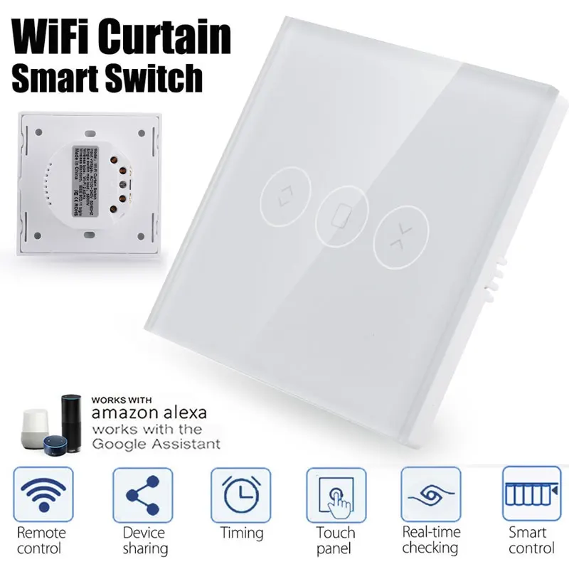 

Touch Control Wireless WiFi Timing Wifi Curtain Switch Home Appliances Wifi Electrical Blinds Switch 86 Type Phone APP