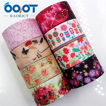

OOOT BAORJCT 1712082 25 mm 10 yard Flower Ribbons Thermal transfer Printed grosgrain Wedding Accessories DIY handmade material