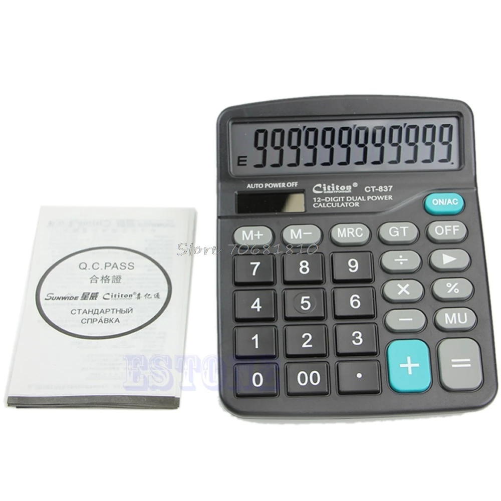 

Wholesale dropshipping Large Buttons Dual Power Solar & Battery Powered Desktop Desk Digit Calculator Drop Shipping