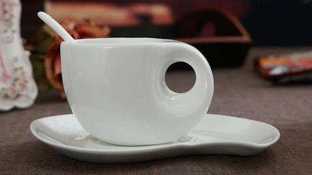 Plain White Bone China Coffee Cup And Saucer Set Thin Novelty Plain White Bone China Coffee Cup And Saucer Set Thin Novelty Cups Creative Water