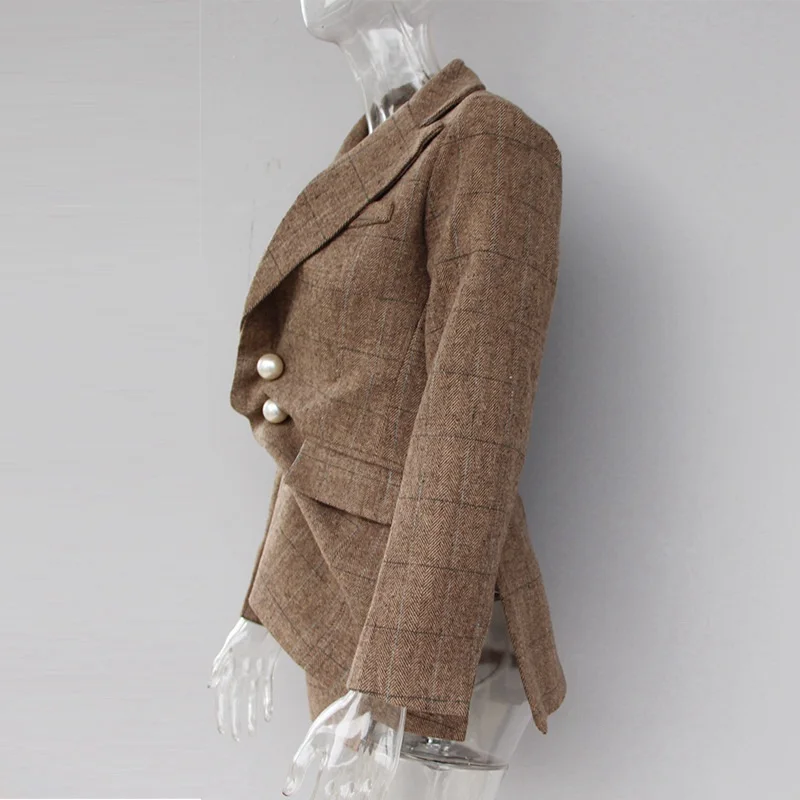 Blazers Blazer 2019 Nouveauté Et Laine Khaki Manteau Ressort Perles Blaser Décroché De Joydu Plaid Designer Bureau Kaki Trois Vestes Costume dCIqwn0Zx
