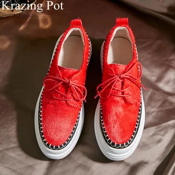 

2020 brand spring shoes fur lace up casual loafer round toe sneaker elegant wedge increasing platform women vulcanized shoes L08