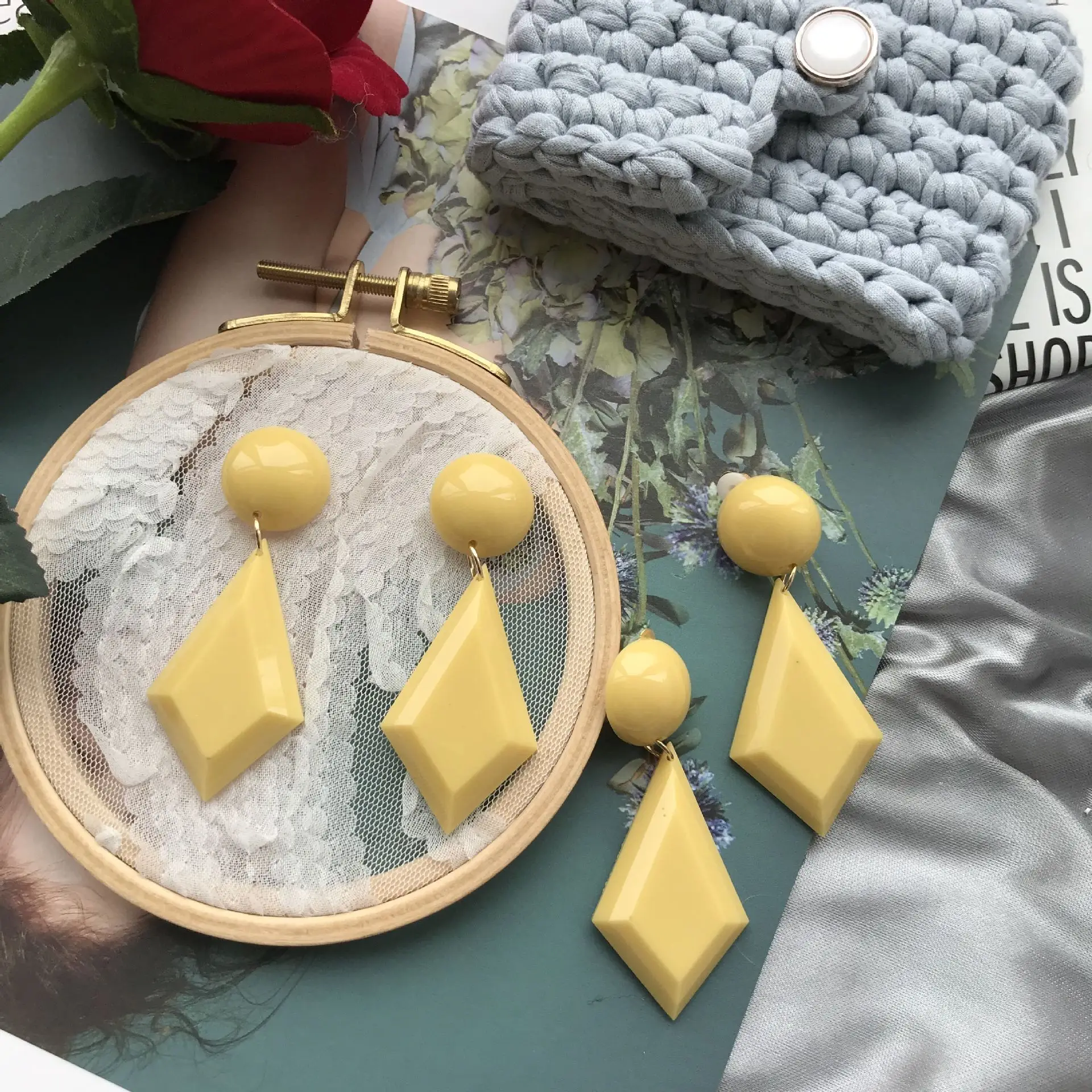 

Fashion Acrylic Earrings Rhombus Geometry Acetate Sheet Resin Earrings for Women 2019 Fashion Female Earrings Party Jewelry