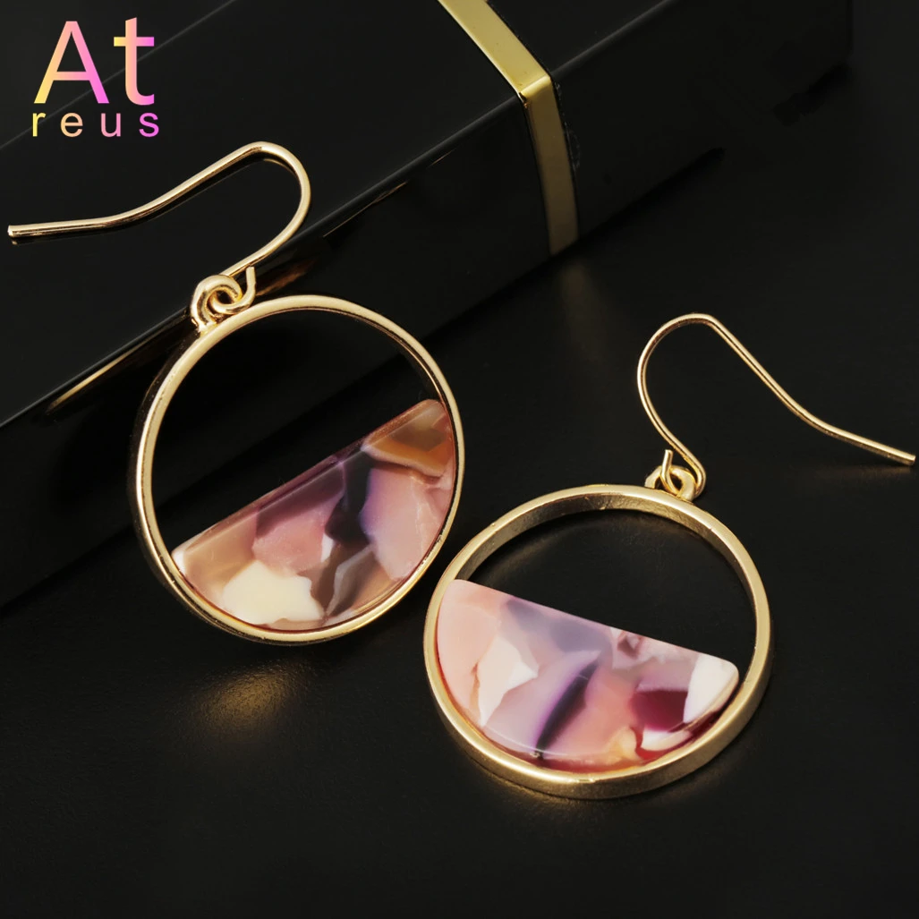 

Earrings For Women Acrylic Boho 2019 Acetate Dangle Drop Earings Fashion Bohemian Accessories Half Round Moon Earrings Trendy