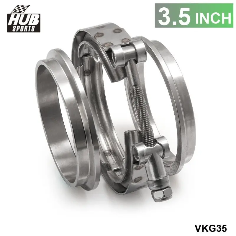 Hubsports - 3.5" V-Band Kit Heavy Duty Clamp Flange Set for Exhaust Downpipe Turbo Dump Pipe HU-VKG35