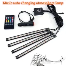 XUNMA Carro Tira do DIODO EMISSOR de Luz 4 pcs LED Strip Lights 16 Cores Estilo Atmosfera Decorativa Lâmpadas Car Interior Luz Com remoto