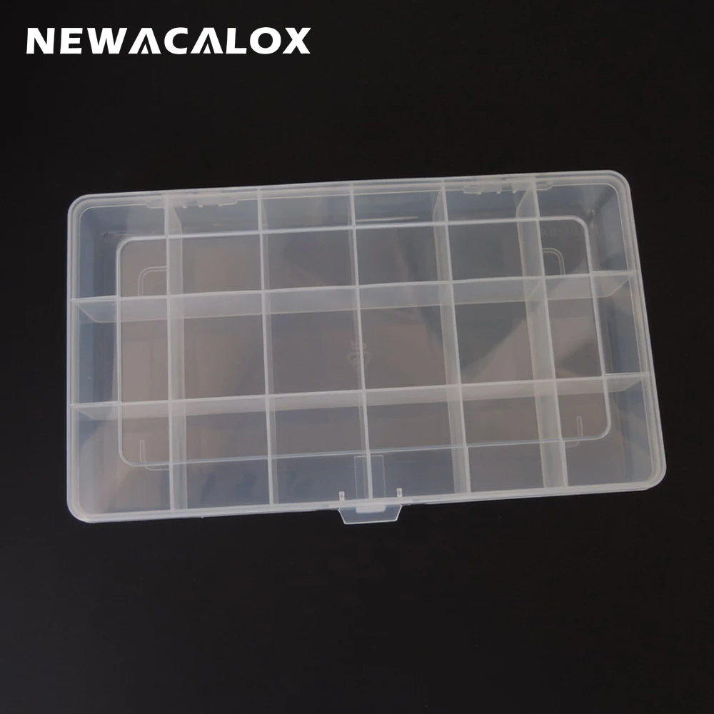 Caja de herramientas de plástico NEWACALOX caja de almacenamiento de componentes electrónicos transparente caja de Metal SMD piezas de tornillo herramienta de bricolaje