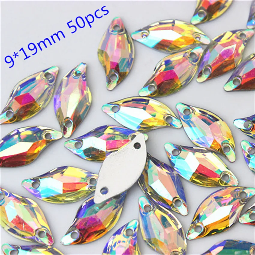 200-30pcs/bag Crystals AB Rhinestones trim Flat Back sewing 2 Hole Stones Resin Beads For DIY Wedding Dress Decoration 8Y668