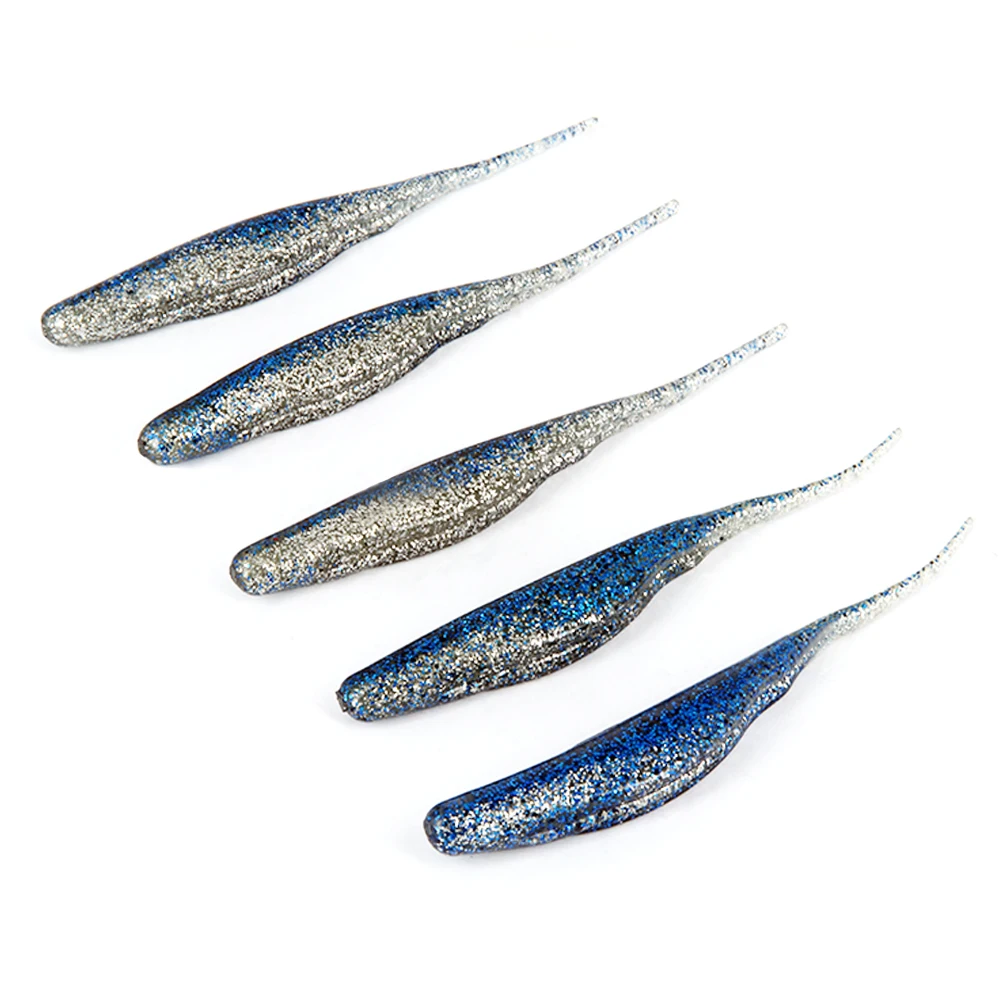 

Soft Fishing Lures Artificial Bait Fake Lure Lifelike Wonderful Double Color Shad Soft Baits, Nine colors, 5 Pieces / Bag