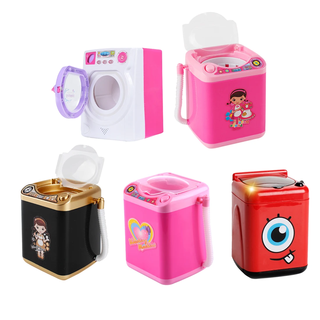 

Children Pretend Play Mini Appliances Toy 3-in-1 Dehydration Dry Washing Machine Playset - Pink