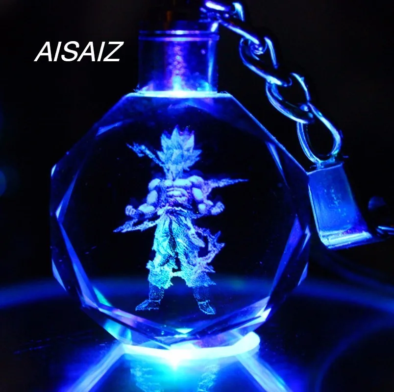 

AISAIZ Crystal Z Super Saiyajin Goku LED Light Pendant Dragon Ball Dragonball Keychain Children's day gift