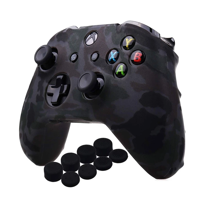 

Water Transfer Printing Camouflage Silicone Cover Skin Case For Microsoft Xbox One X & Xbox One S Controller X 1(Grey) With Pr