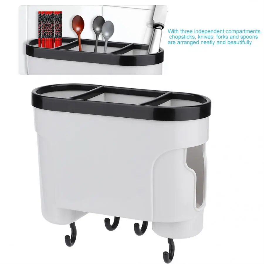

Household Plastic Kitchen Spoon Chopsticks Fork Knife Draining Storage Rack Tool Gray For Kitchen Tableware Storage