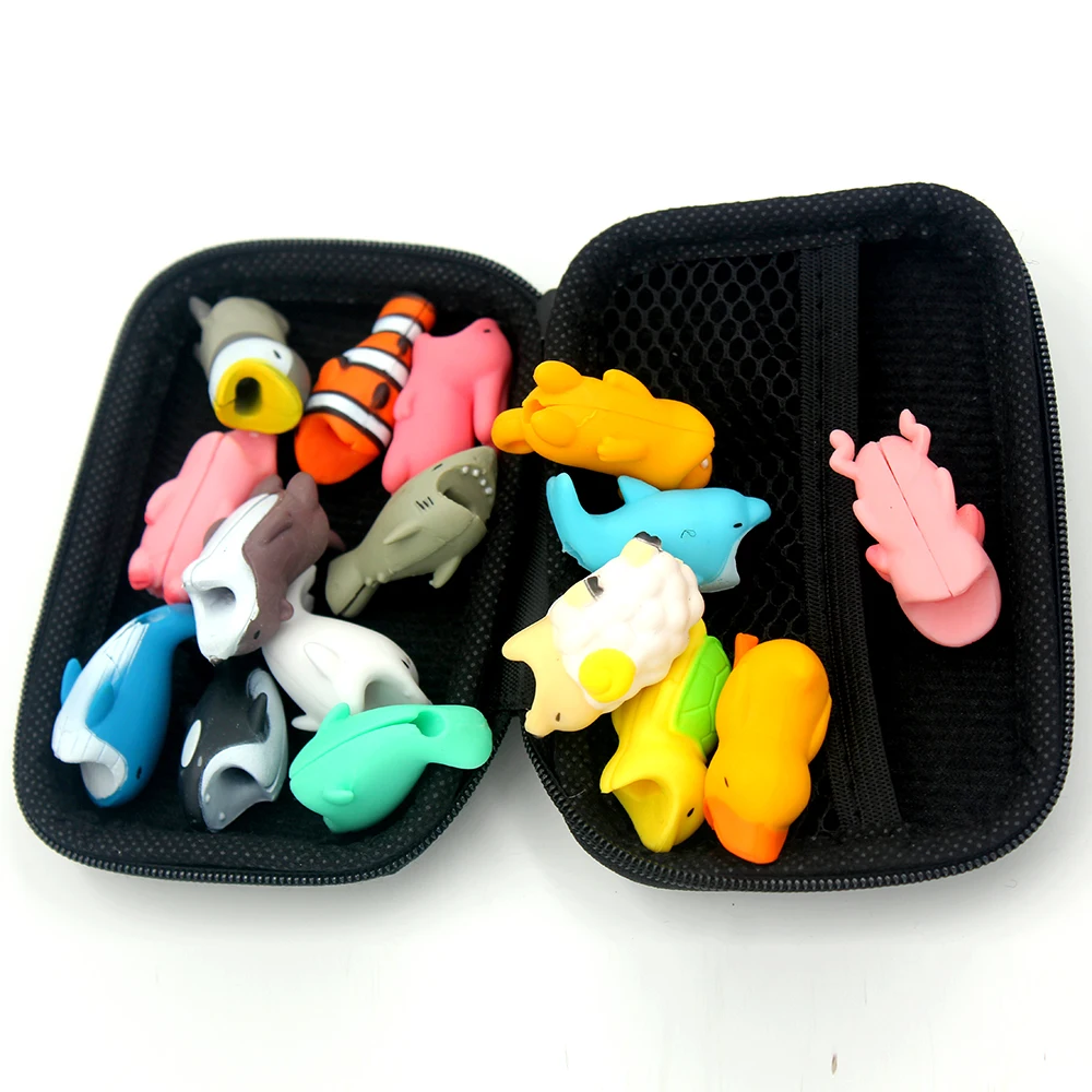 

Cute Bite Cartoon Animal Pig Cable Protector for iphone Cord Protection Protective Cover USB Charging Cable Winder 16pcs/set