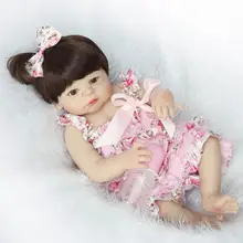22 inch Victoria ANATOMICALLY CORRECT Full Body Silicone Vinyl Reborn Dolls for Girls Birthday Gifts in Silky Luxury Dress set