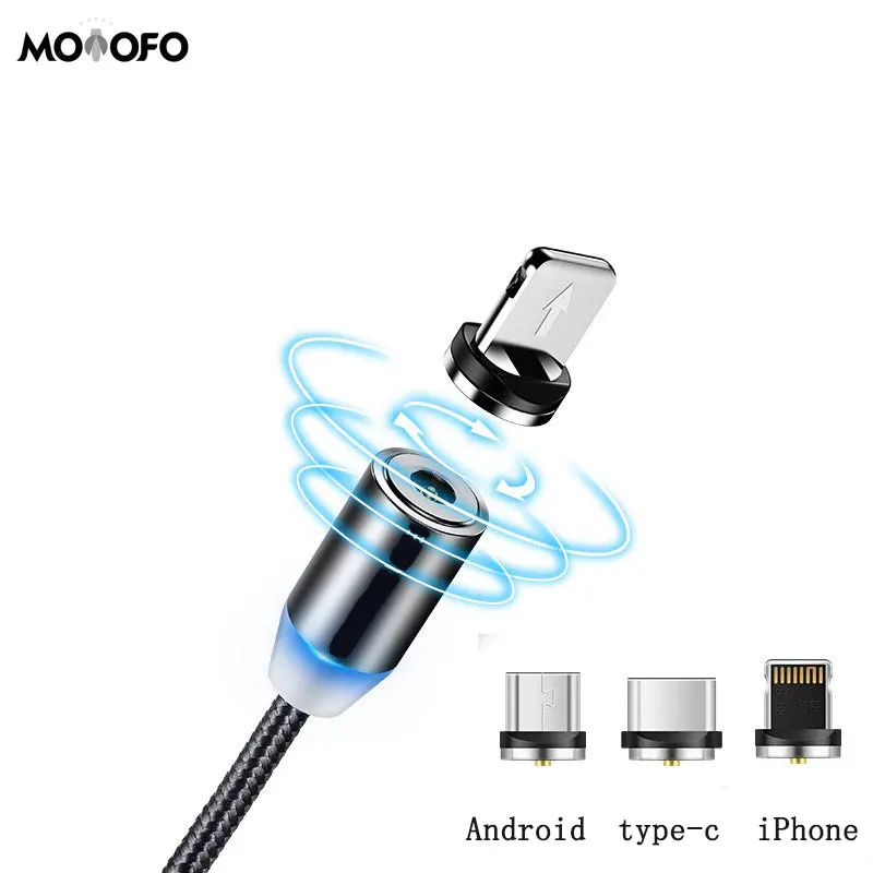 

USB magnetic charging cable, Micro USB cable for iPhone XR XS Max X magnet charger USB C cable LED charging cable