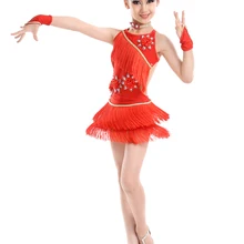 От 4 до 16 лет, праздничная школьная одежда для девочек платье для латины с бриллиантами, танцевальная детская бахрома для сальсы/костюм для румбадинга ча, Одежда для танцев