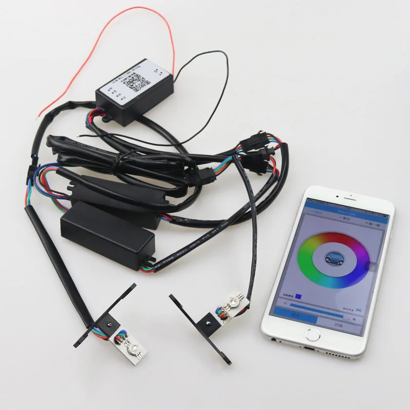 

Free Shipping High Quality New Led Devil Eye Demon Eye RGBW Color Change by Celphone APP for HID Xenon Projector Lens