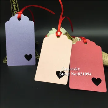 

50PCS Pearl Paper Tags Labels Scrapbooking DIY Love Heart Blank Price Hang Tag For commodity Wedding Party Decoration Gift Cards