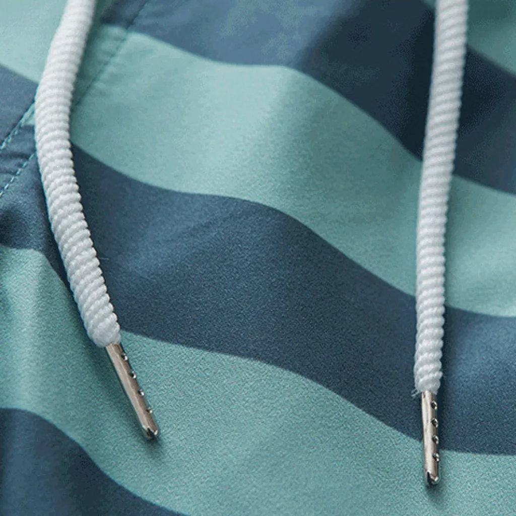 Для мужчин Мода Синий Полосатый Quad печати шорты Плавание Мужские шорты для купания Лето Повседневное полиэстер свободные пляжные шорты Uick