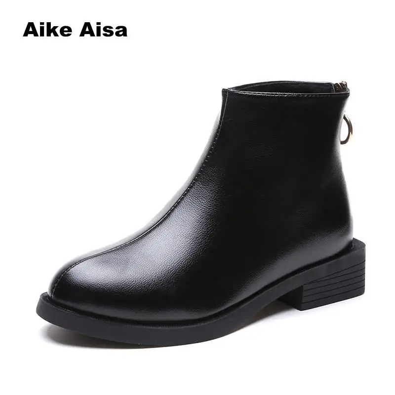 

Slip On Elastic Band Rubber Boots Winter Arrival Ankle Chelsea Women Shoes Autumn Square Heel Female Footwear Botas De Mujer