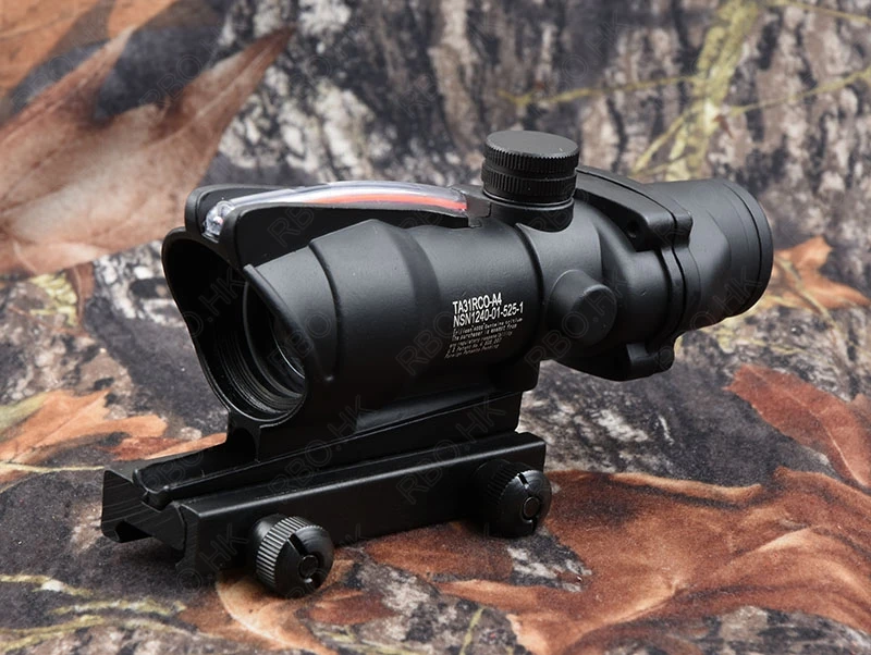 

Hunting shooting scope ACOG 1X32 Tactical Red Dot Sight Real Green Fiber Optic Riflescope with Picatinny Rail M7262