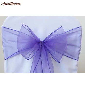 

150pcs purple sashes wedding chairs free shipping purple organza sash