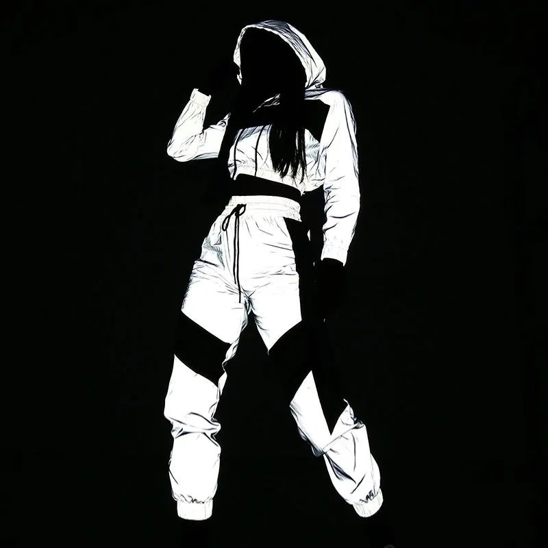 silver reflective track pants