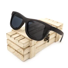 BOBO VOGEL BX037 Schwarz Ebenholz Polarisierte Sonnenbrille Mens Vintage Uv-schutz Bambus Holz Brillen in Box