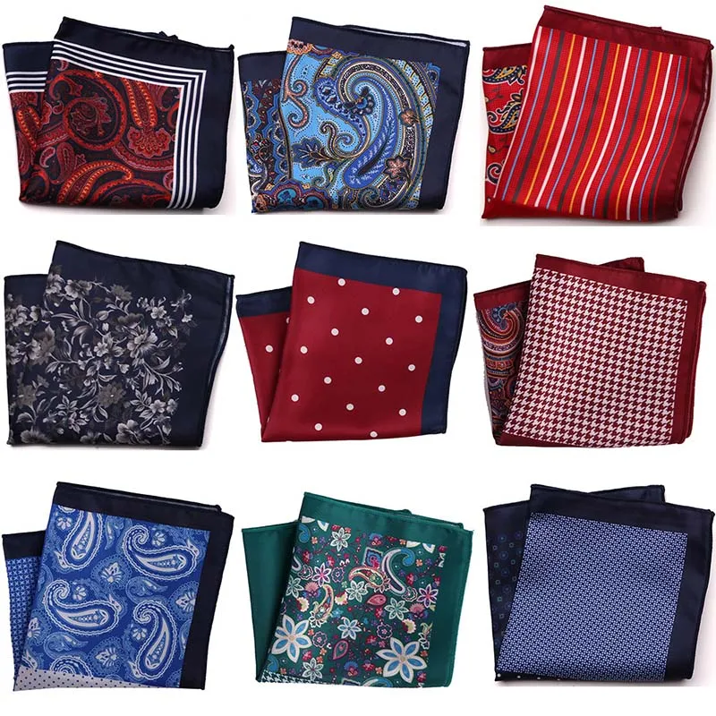 

YISHLINE New Distinctive Men Handkerchief Pocket Square Fashion Print Large Man Floral Dot Men Chest Hankies For men's Suit