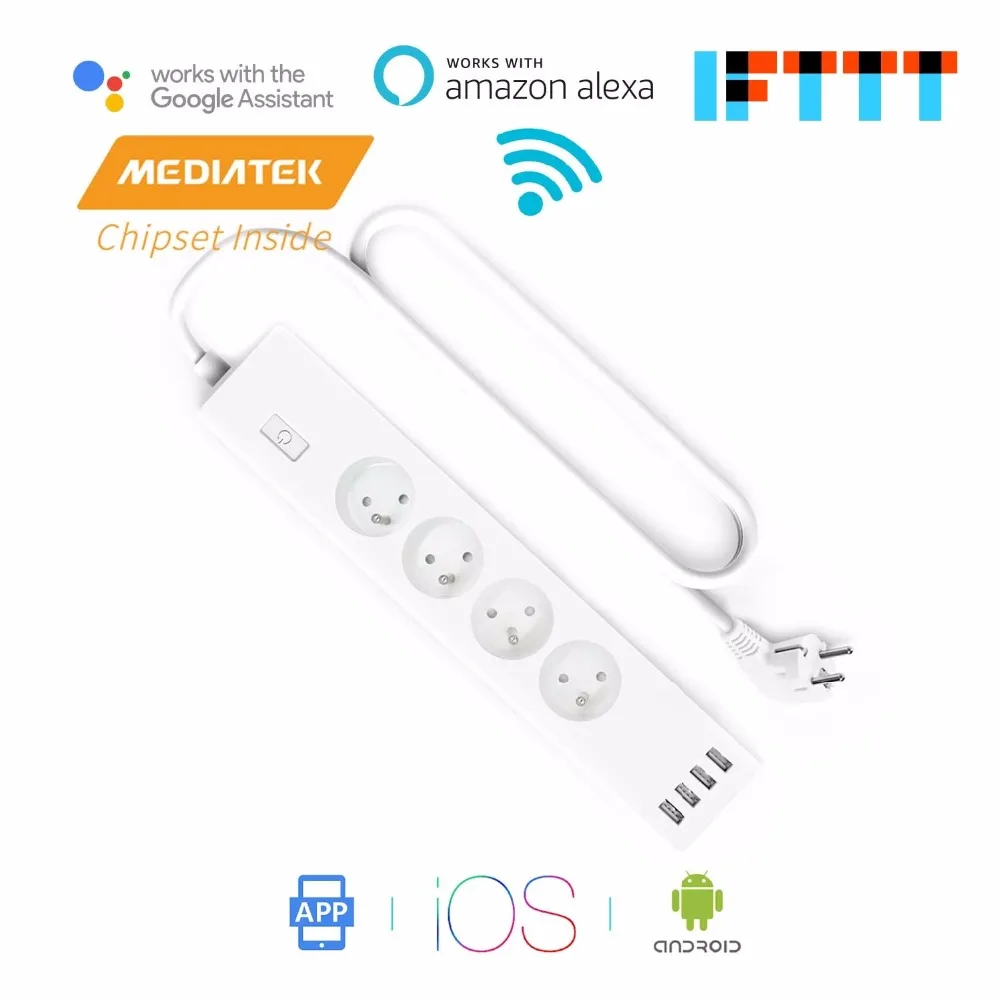 French Smart WiFi Surge Protector, Amazon Alexa & Google Assistant & IFTTT Supported, App Remote Control Meross MSS425F French Smart WiFi Surge Protector, Amazon Alexa & Google Assistant & IFTTT Supported, App Remote Control Meross MSS425F